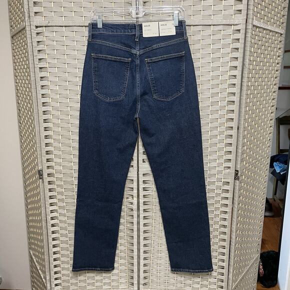 AGOLDE High Rise STOVEPIPE Jeans Women 28 Medium Blue SONG Wash SOFT STRETCH NEW - Picture 2 of 10